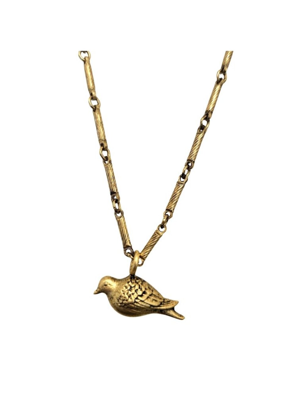 Janet Mavec 18k Gold Plated Brass Matte Finish Peace Dove 28" Charm Necklace NEW